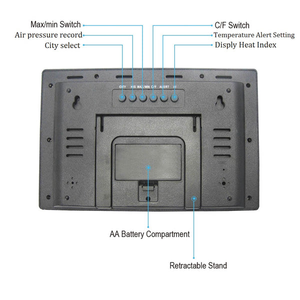 Humidity Barometer Digital Atomic Alarm Clock